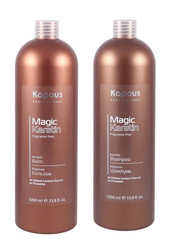 Kapous Professional Набор для волос с кератином (шампунь 1000 мл + бальзам 1000 мл) (Kapous Professional, Magic Keratin) estel крем бальзам curex therapy для сухих поврежденных и ослабленных волос 250 мл