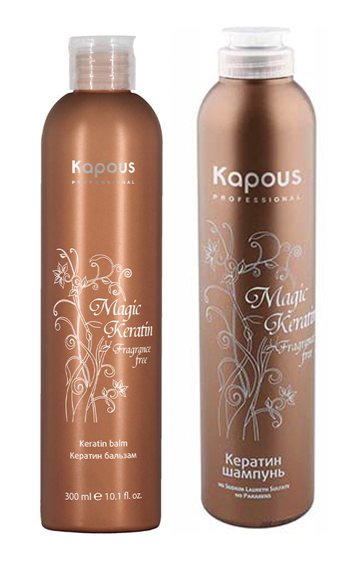 Kapous Professional Набор для волос Magic Keratin (шампунь 300 мл + бальзам 300 мл) (Kapous Professional, Fragrance free) kapous professional шампунь с экстрактом апельсина для жирных волос 300 мл kapous professional fragrance free