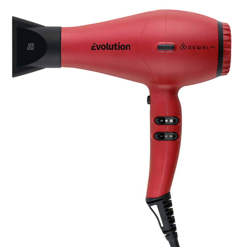 Dewal Pro Фен Evolution красный с ионизацией, 2 насадки, 2300 Вт (Dewal Pro, Фены) фен babyliss bab6510ire 2400 вт 2 скорости 4 температурных режима 2 насадки