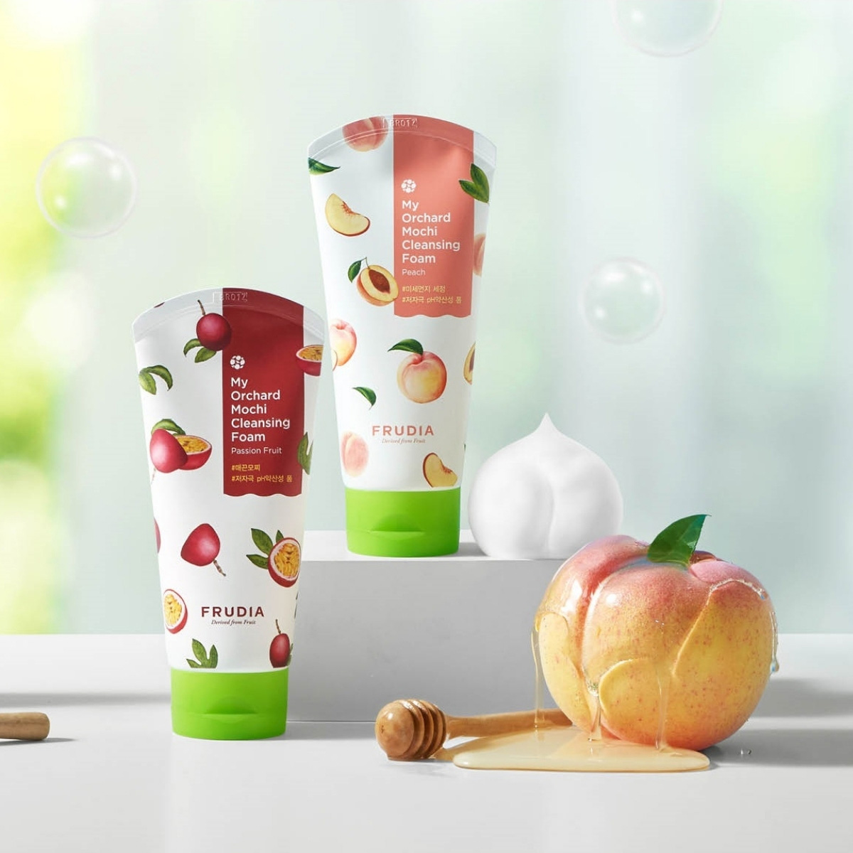 Фрудиа Очищающая пенка-моти c персиком, 120 мл (Frudia, My Orchard Mochi) фото 5