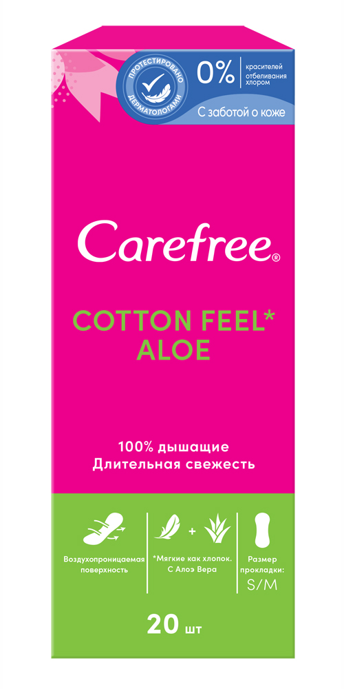 

Carefree Ежедневные прокладки Cotton Feel Aloe, 20 шт (Carefree, На каждый день), На каждый день