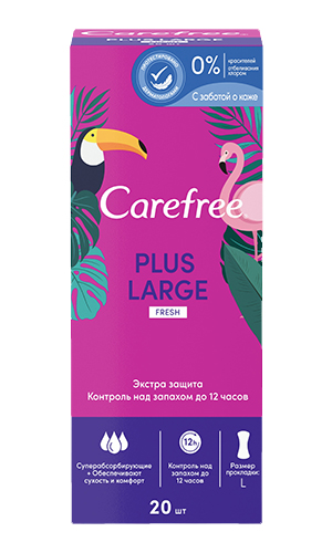 Кэфри Ежедневные прокладки с ароматом свежести Plus Large Fresh,  20 шт. (Carefree, На каждый день) фото 0