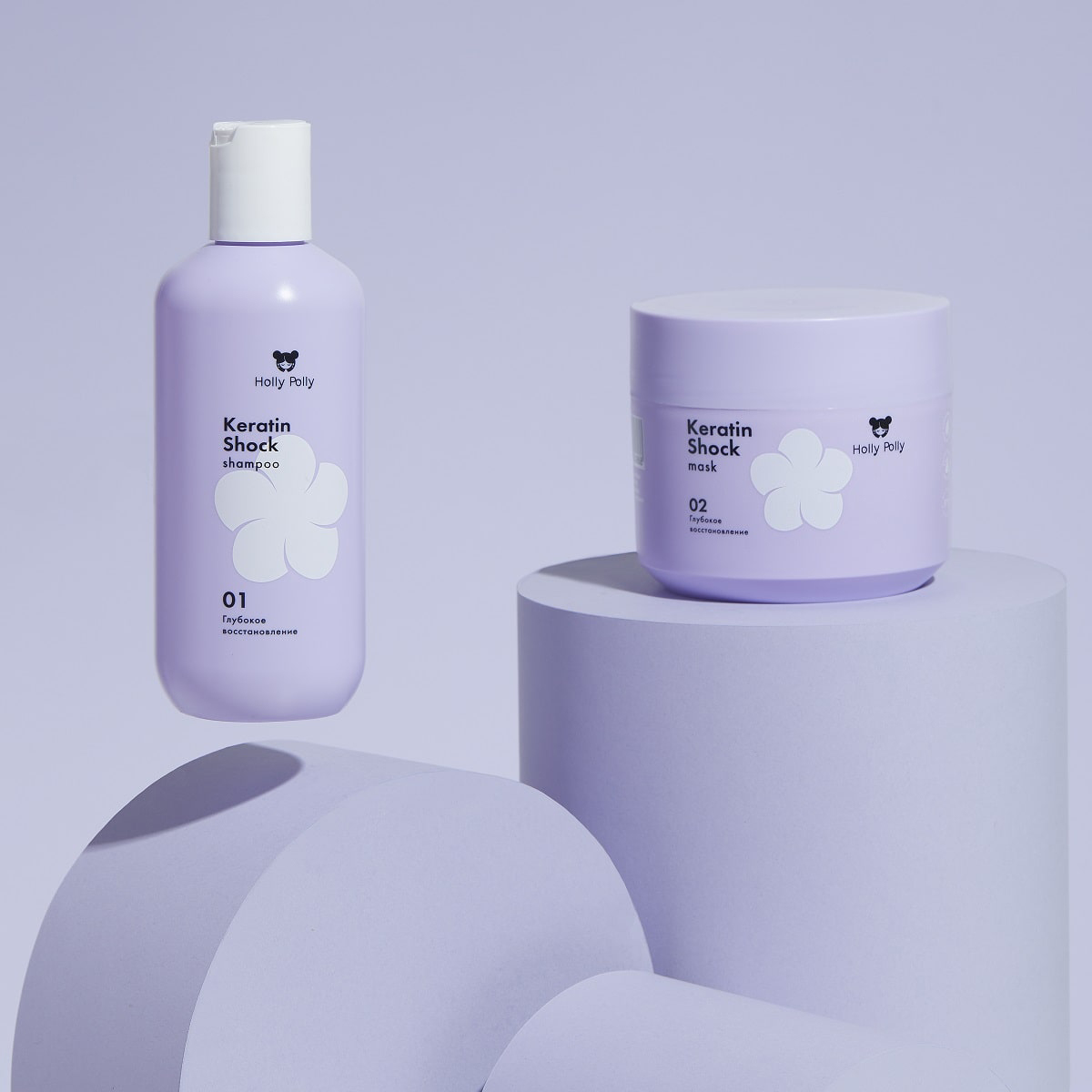 Холли Полли Набор для глубокого восстановления истонченных и ломких волос: маска 300 мл + шампунь 250 мл, 1 шт (Holly Polly, Keratin Shock) фото 1