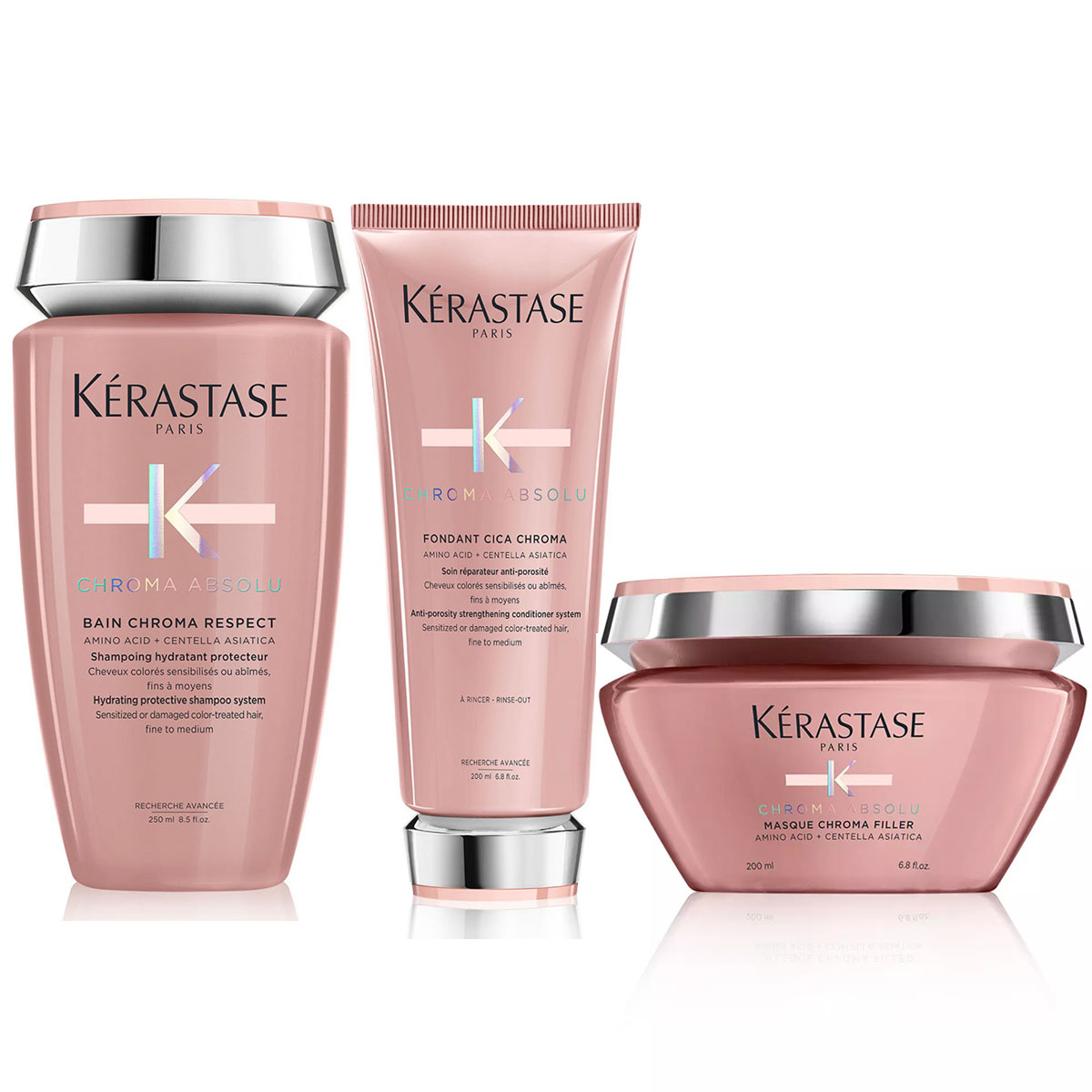 

Kerastase Набор для окрашенных волос (шампунь 250 мл + молочко 200 мл + маска 200 мл) (Kerastase, Chroma Absolu), Chroma Absolu
