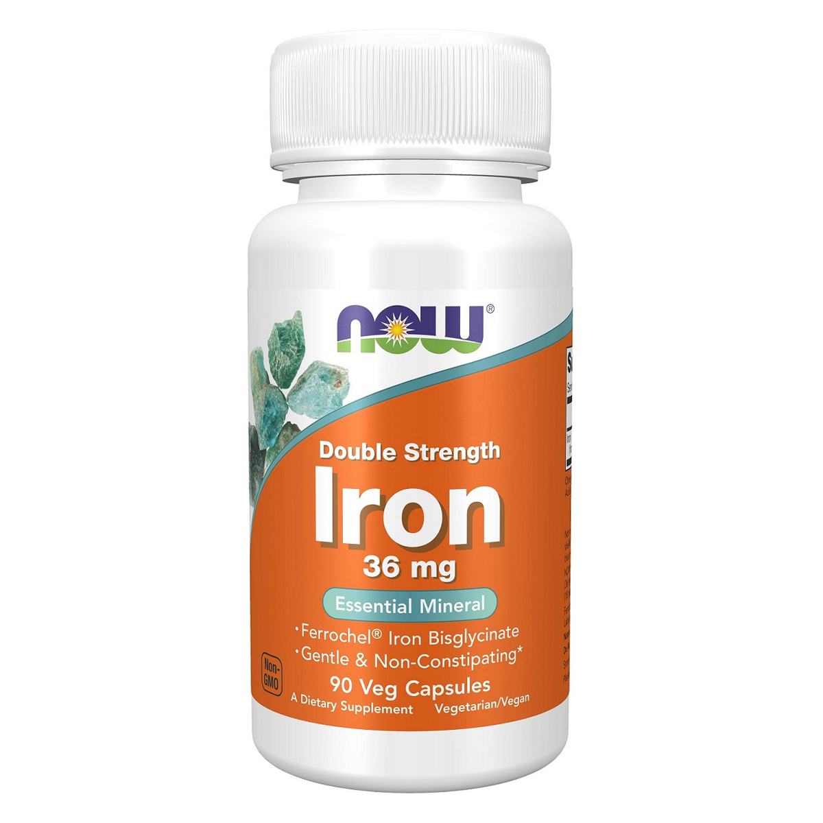 now double strength iron 36 mg 90 veg capsules железо бисглицинат 36 мг Now Foods Железо двойной силы 36 мг, 90 капсул (Now Foods, Витамины и минералы)