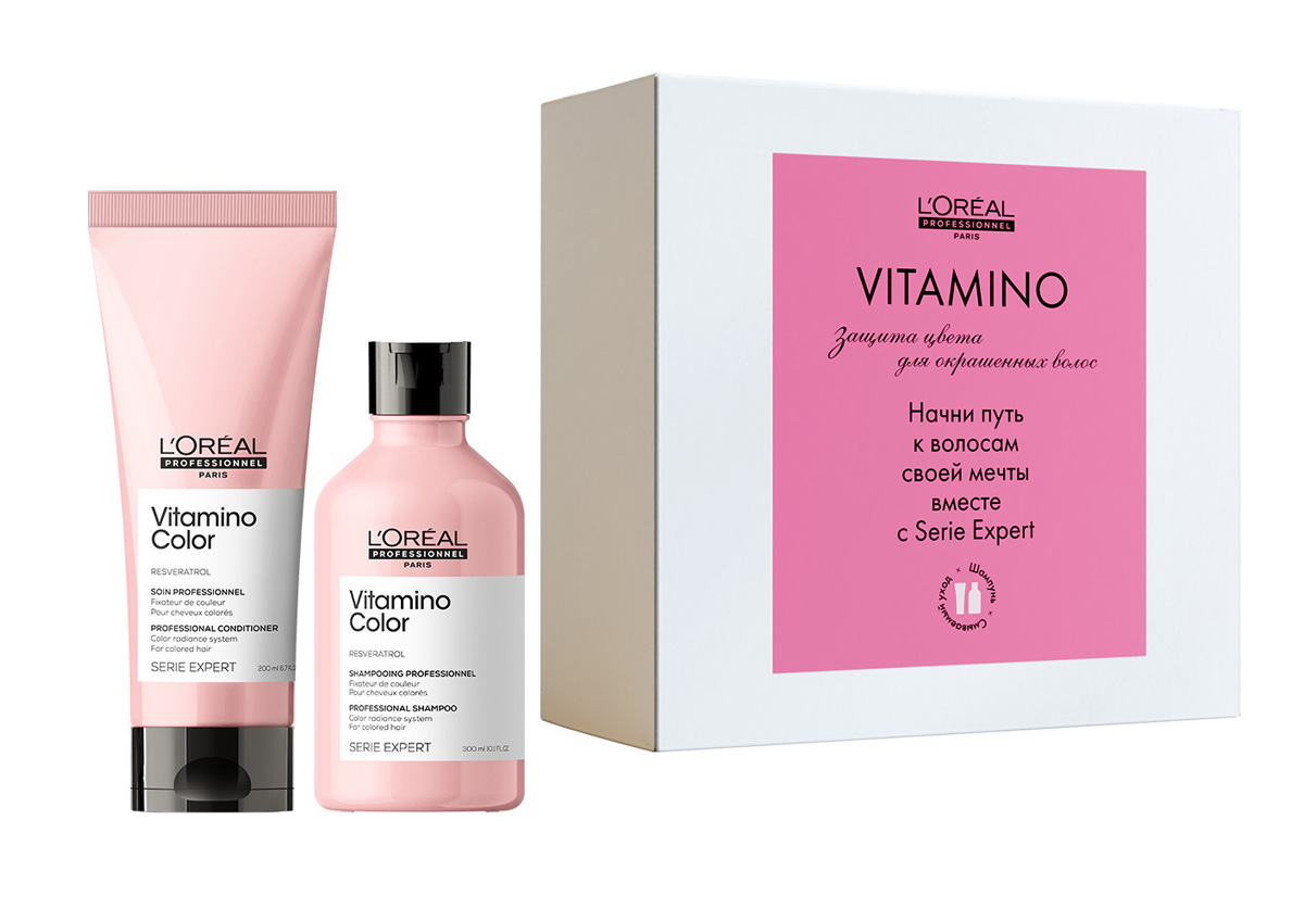 Лореаль Профессионель Набор Vitamino Color для окрашенных волос (шампунь 300 мл + кондиционер 200 мл) (L'oreal Professionnel, Serie Expert) фото 0