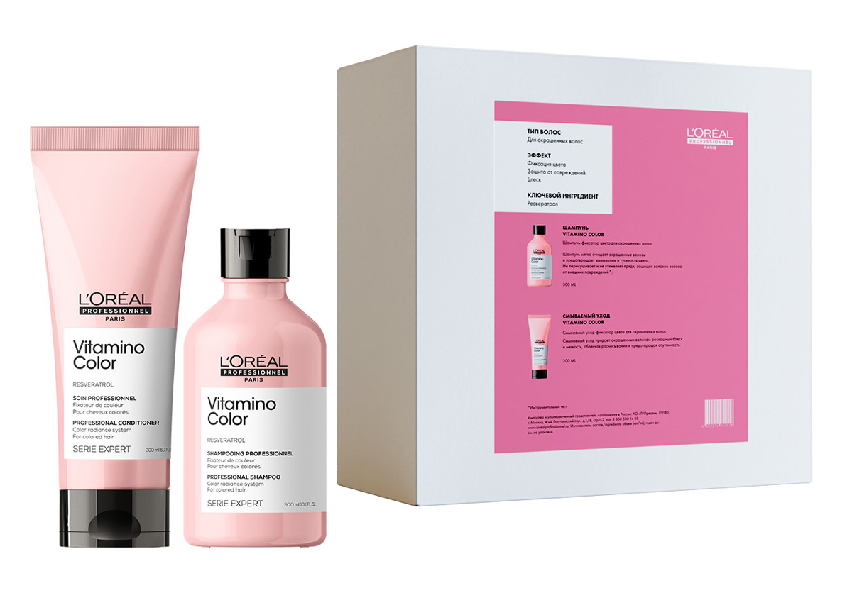 Лореаль Профессионель Набор Vitamino Color для окрашенных волос (шампунь 300 мл + кондиционер 200 мл) (L'oreal Professionnel, Serie Expert) фото 1