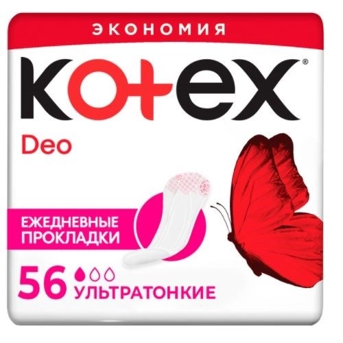 Kotex Ежедневные ароматизированные ультратонкие прокладки Deo, 56 шт (Kotex, Ежедневные) ежедневные прокладки kotex normal 56 шт kotex 9229735