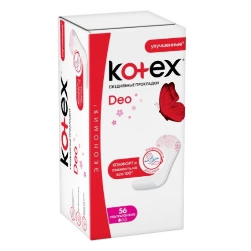 Kotex Ежедневные ароматизированные ультратонкие прокладки Deo, 56 шт. фото