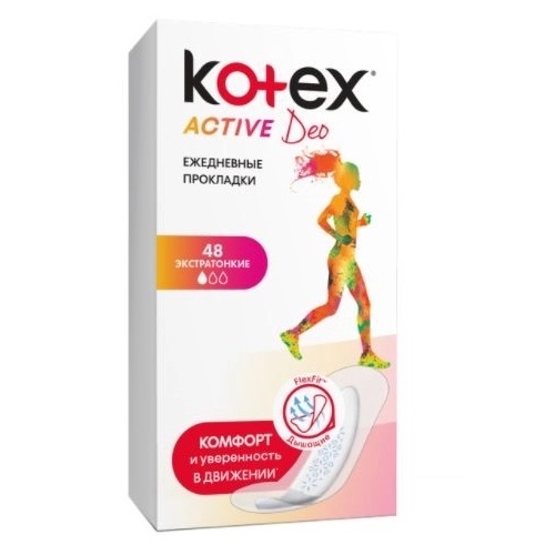 Kotex Ежедневные экстратонкие прокладки Active Deo, 48 шт. фото