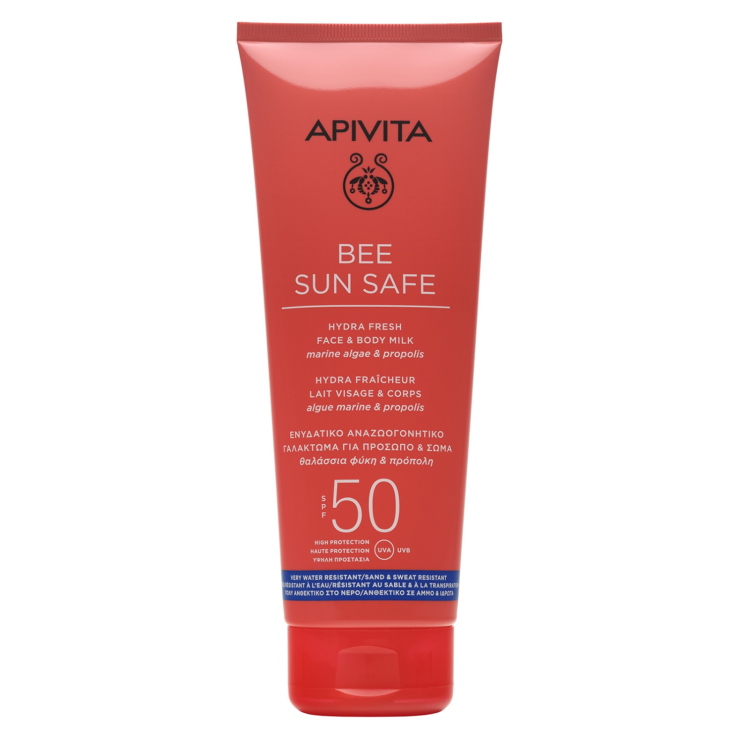 Apivita Солнцезащитное увлажняющее молочко для лица и тела SPF50, 200 мл (Apivita, Bee Sun Safe) apivita набор солнцезащитное увлажняющее молочко для лица и тела spf 50 100 мл охлаждающий гель крем после солнца 100 мл apivita bee sun safe