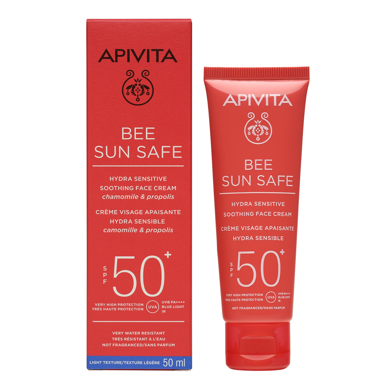 Апивита Солнцезащитный успокаивающий крем для чувствительной кожи лица SPF50+, 50 мл (Apivita, Bee Sun Safe) фото 0