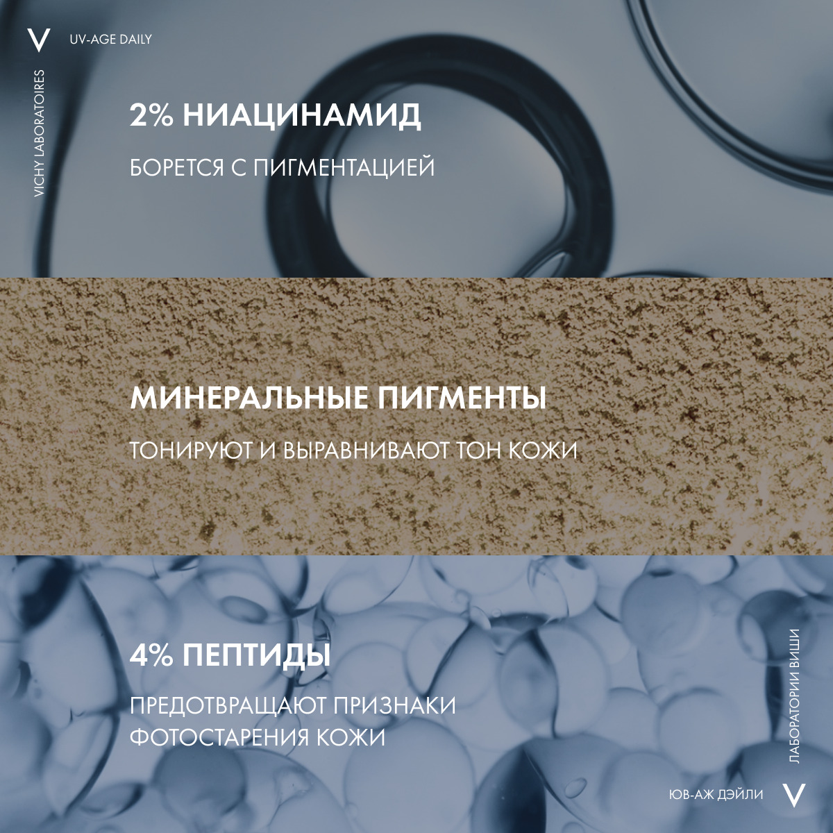 Виши Невесомый солнцезащитный флюид для лица против признаков фотостарения UV-Age Daily SPF 50+, тонирующий, 40 мл (Vichy, Capital Soleil) фото 4