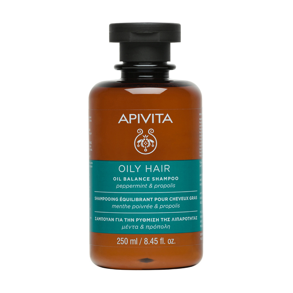 Apivita Шампунь балансирующий для жирных волос с мятой перечной и прополисом, 250 мл (Apivita, Hair)
