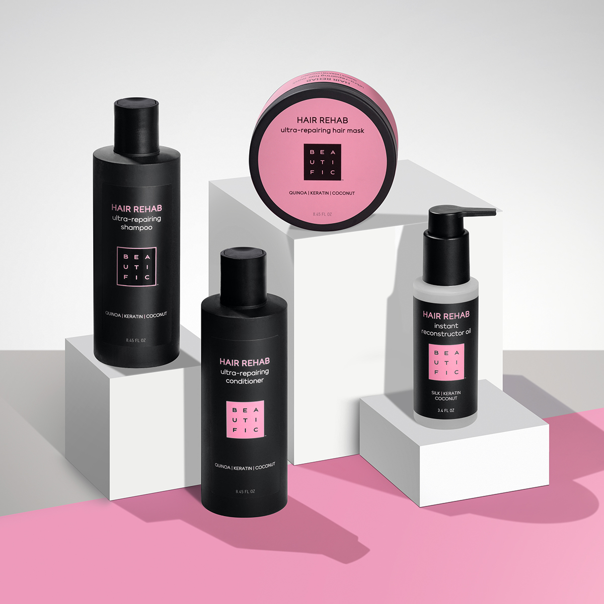 Бьютифик Масло-реконструктор для поврежденных волос Hair Rehab с кератином и шелком, 100 мл (Beautific, Hair) фото 6