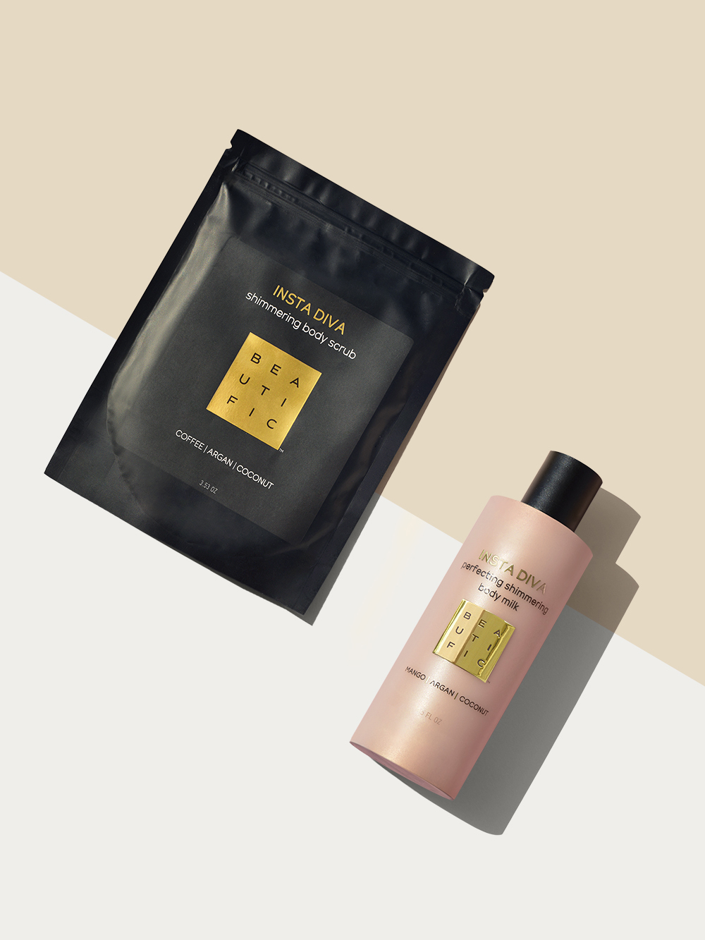 Бьютифик Молочко-шиммер для тела Insta Diva с маслами арганы, кокоса и манго, 150 мл (Beautific, Body) фото 7