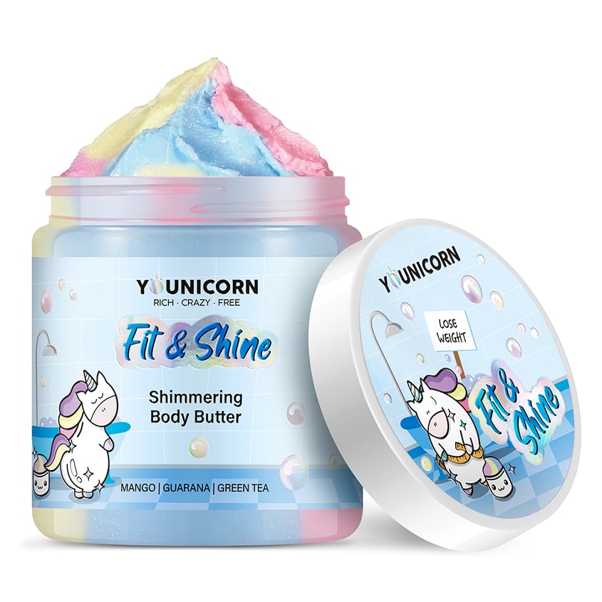 Younicorn Моделирующий крем-баттер для тела с шиммером Fit  Shine, 250 мл (Younicorn, )