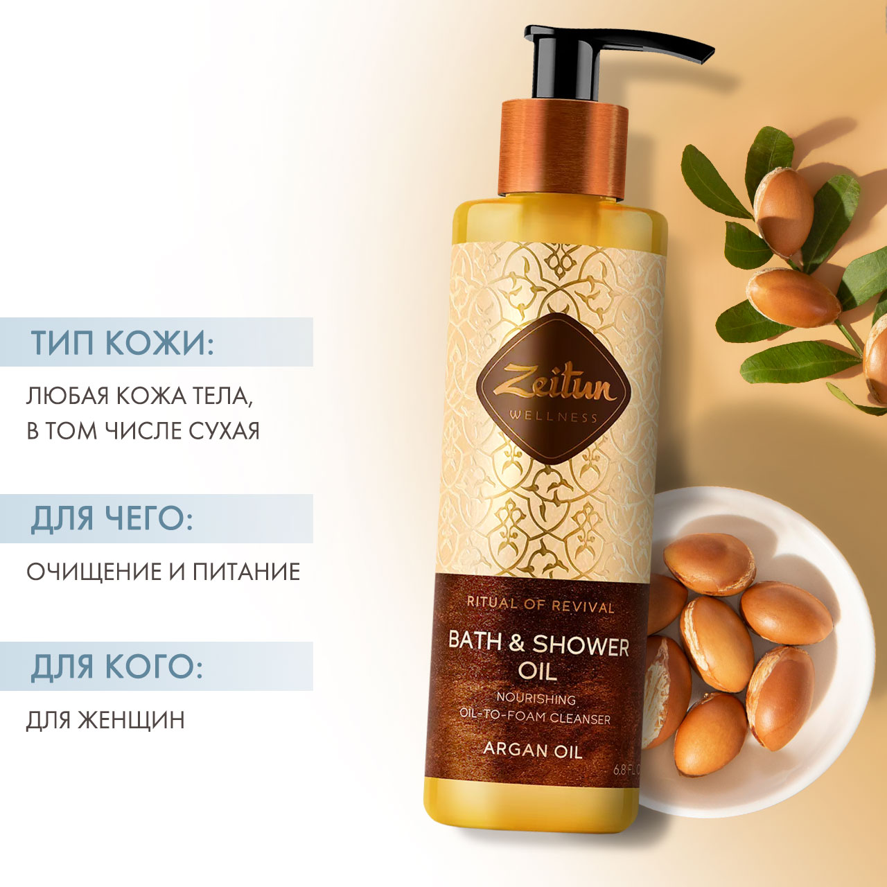 Зейтун Очищающее масло для душа и ванны  Зейтун Очищающее масло для душа и ванны
