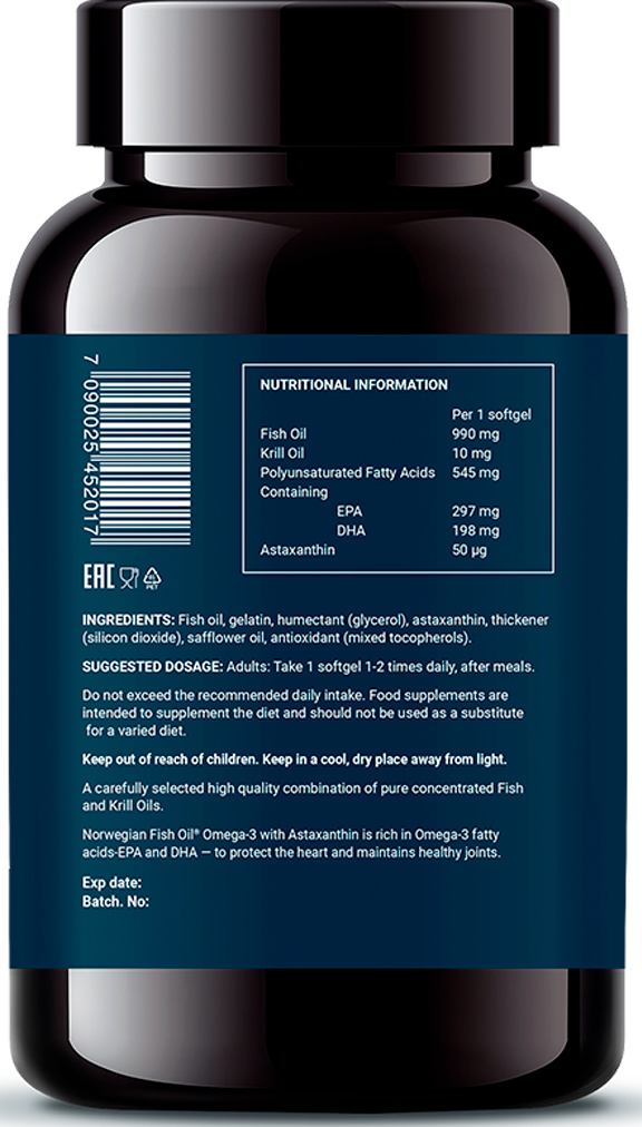 Норвегиан Фиш Ойл Комплекс Омега-3 и астаксантина, 60 капсул (Norwegian Fish Oil, Омега 3) Норвегиан Фиш Ойл Комплекс Омега-3 и астаксантина, 60 капсул (Norwegian Fish Oil, Омега 3) фото 6