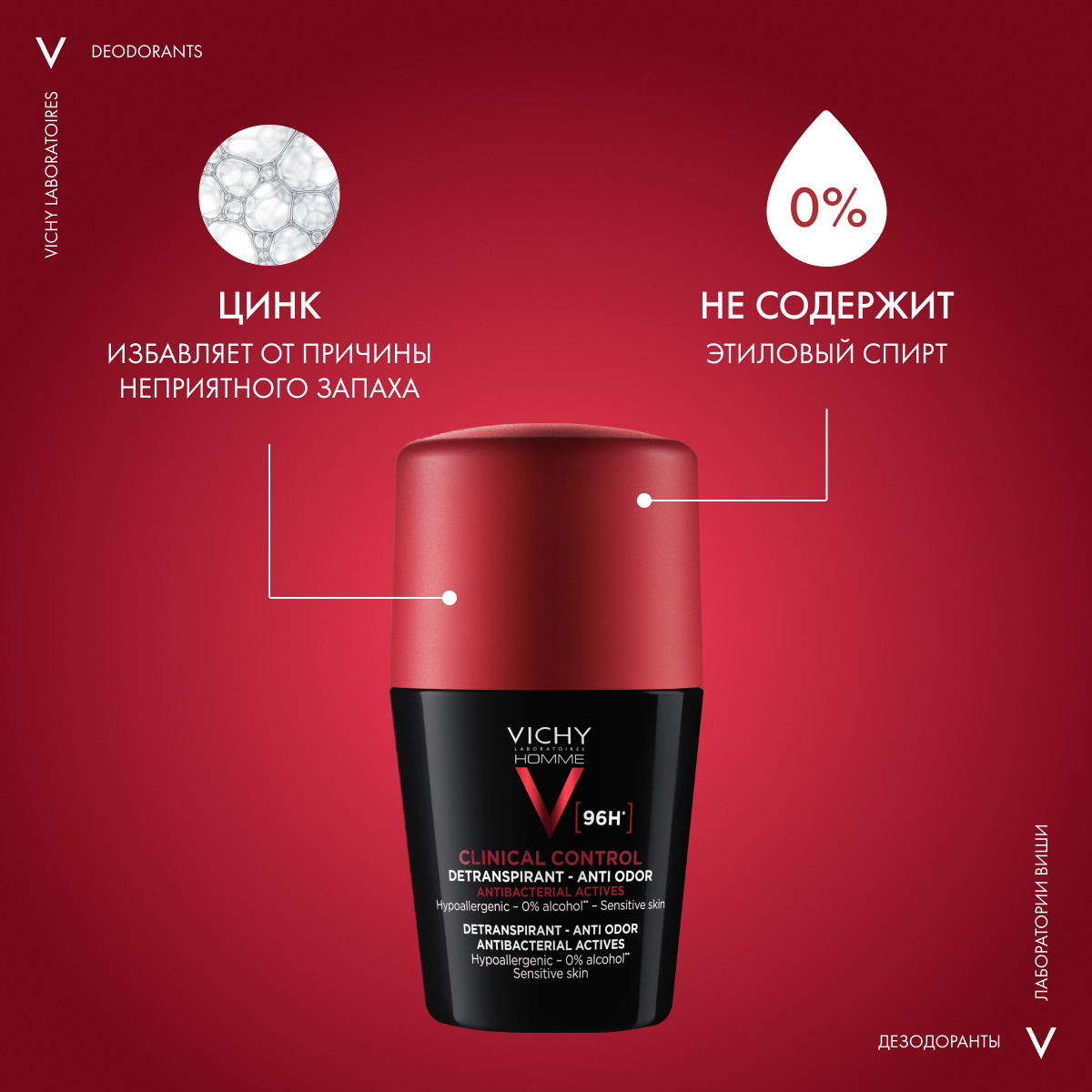 Виши Дезодорант-антиперспирант Clinical Control 96 ч, 50 мл (Vichy, Vichy Homme) Виши Дезодорант-антиперспирант Clinical Control 96 ч, 50 мл (Vichy, Vichy Homme) фото 4