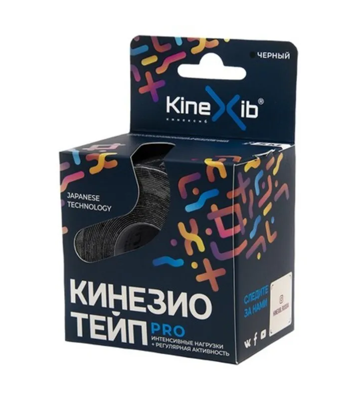 Кинексиб Кинезио тейп Pro 5 м х 5 см, черный (Kinexib, Тейпы) фото 0