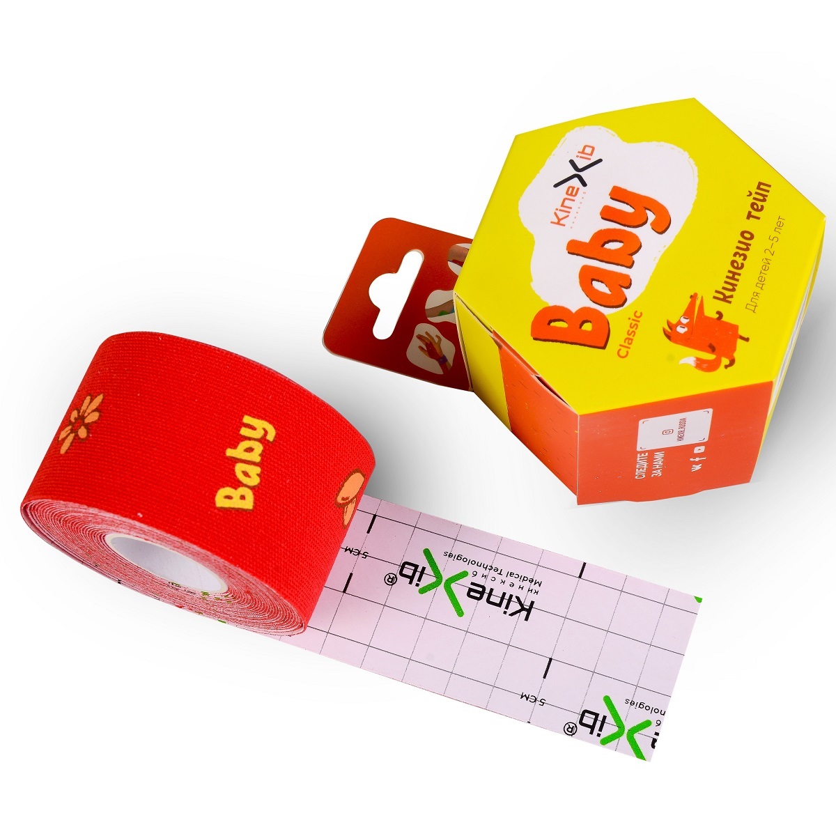 Кинексиб Кинезио тейп Classic Baby 4 см х 4 м красный, принт лиса (Kinexib, Kids) Кинексиб Кинезио тейп Classic Baby 4 см х 4 м красный, принт лиса (Kinexib, Kids) фото 1
