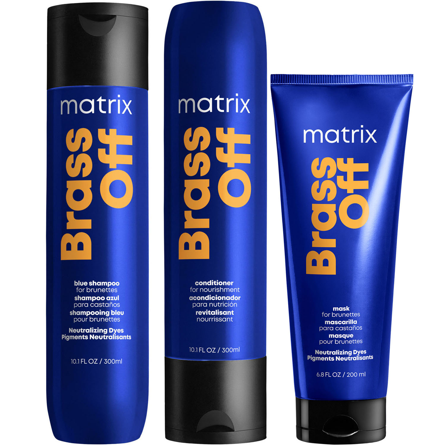 Матрикс Набор для нейтрализации желтизны Total results Brass Off: шампунь 300 мл + кондиционер 300 мл + маска 200 мл (Matrix, Brass Off) фото 0