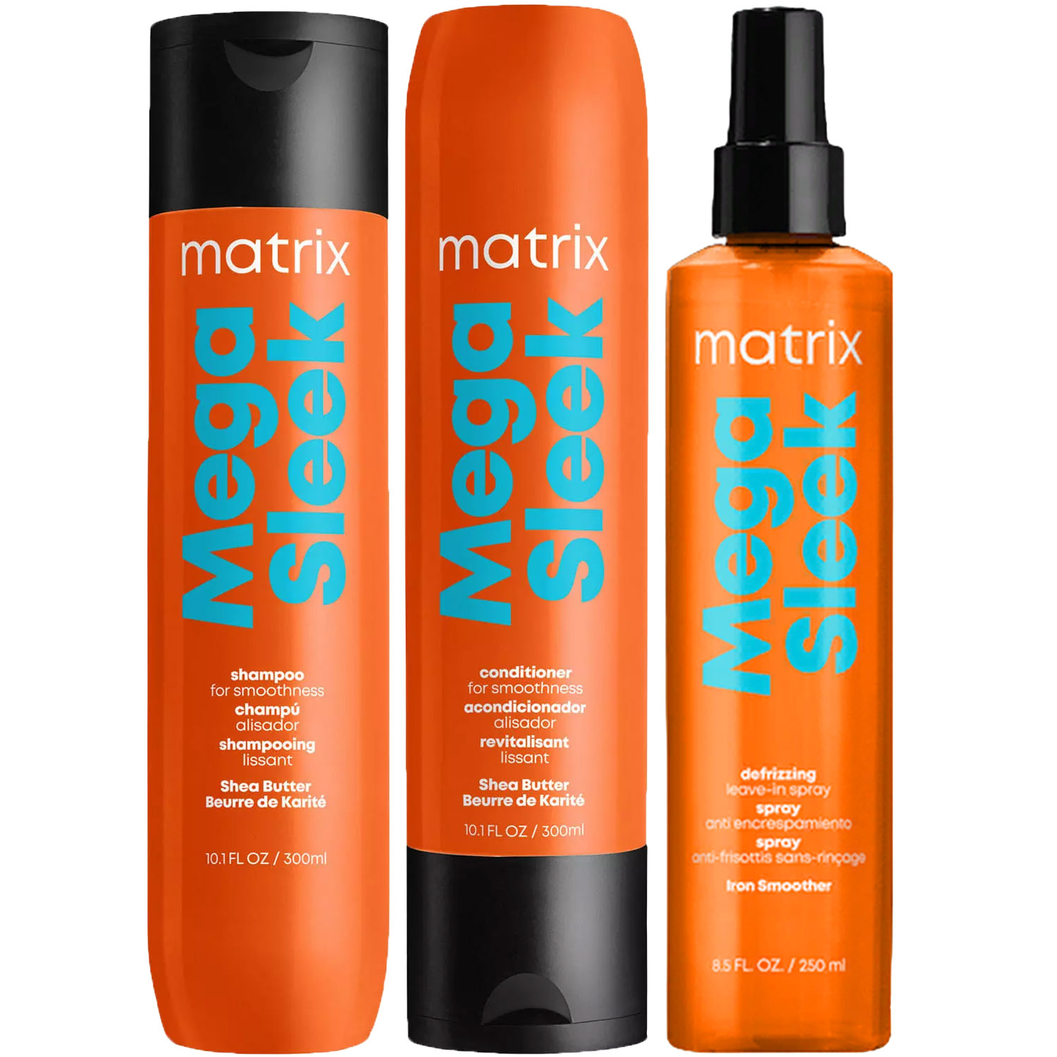 Матрикс Программа Mega Sleek комплексный уход: шампунь 300 мл + кондиционер 300 мл + спрей 250 мл (Matrix, Mega Sleek) фото 5