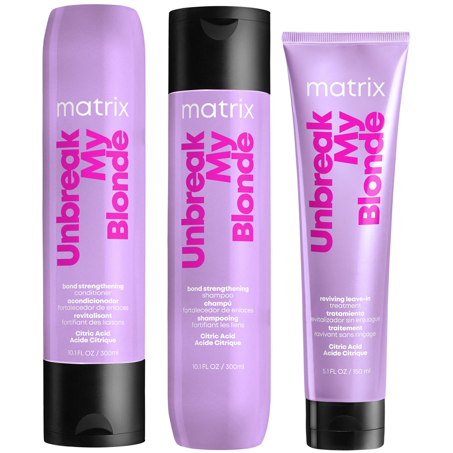 Matrix Набор для укрепления осветленных волос Total results Unbreak My Blonde: шампунь 300 мл + кондиционер 300 мл + крем 150 мл (Matrix, Total results)