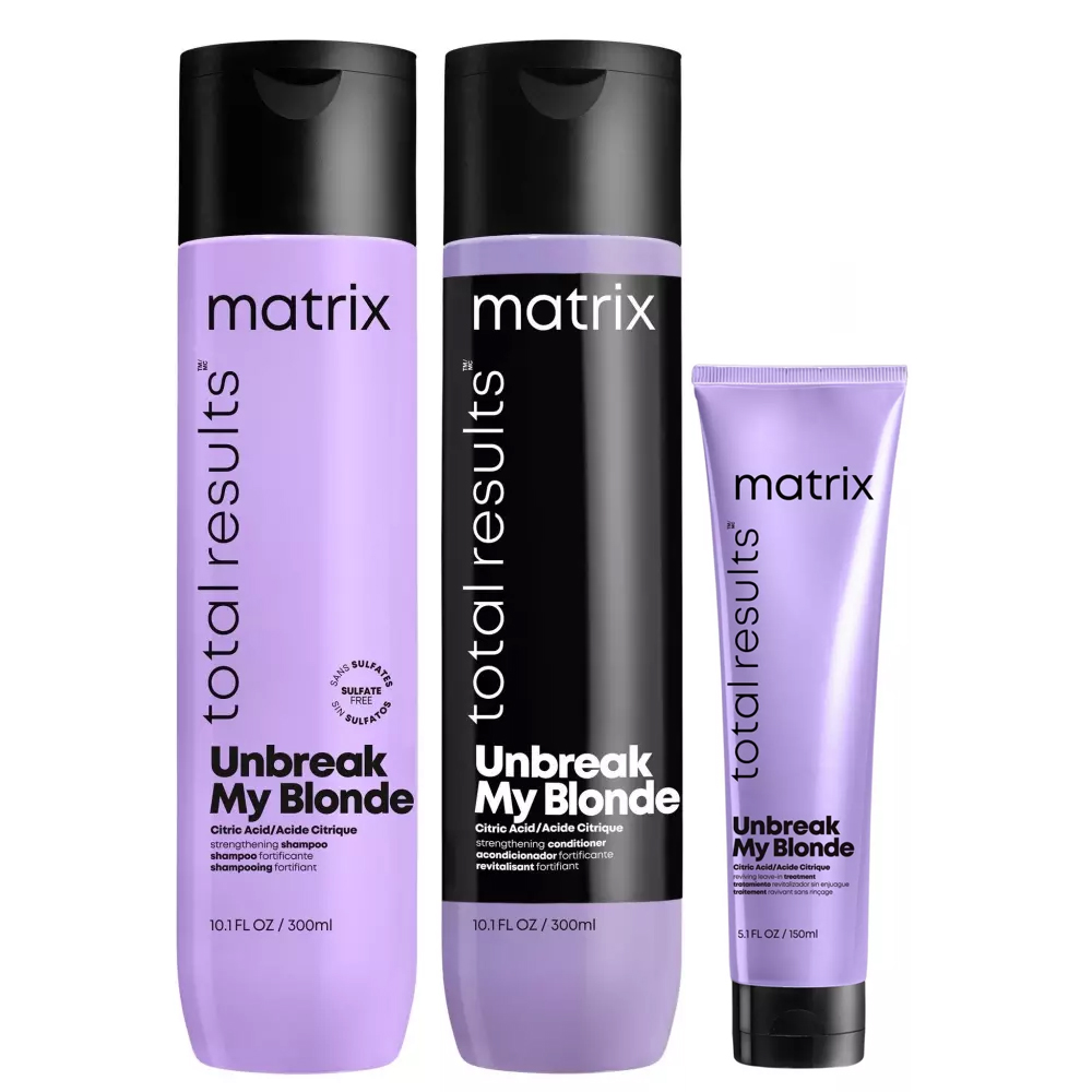 Купить Matrix Набор для укрепления осветленных волос Total results Unbreak My Blonde: шампунь 300 мл + кондиционер 300 мл + крем 150 мл (Matrix, Total results), США