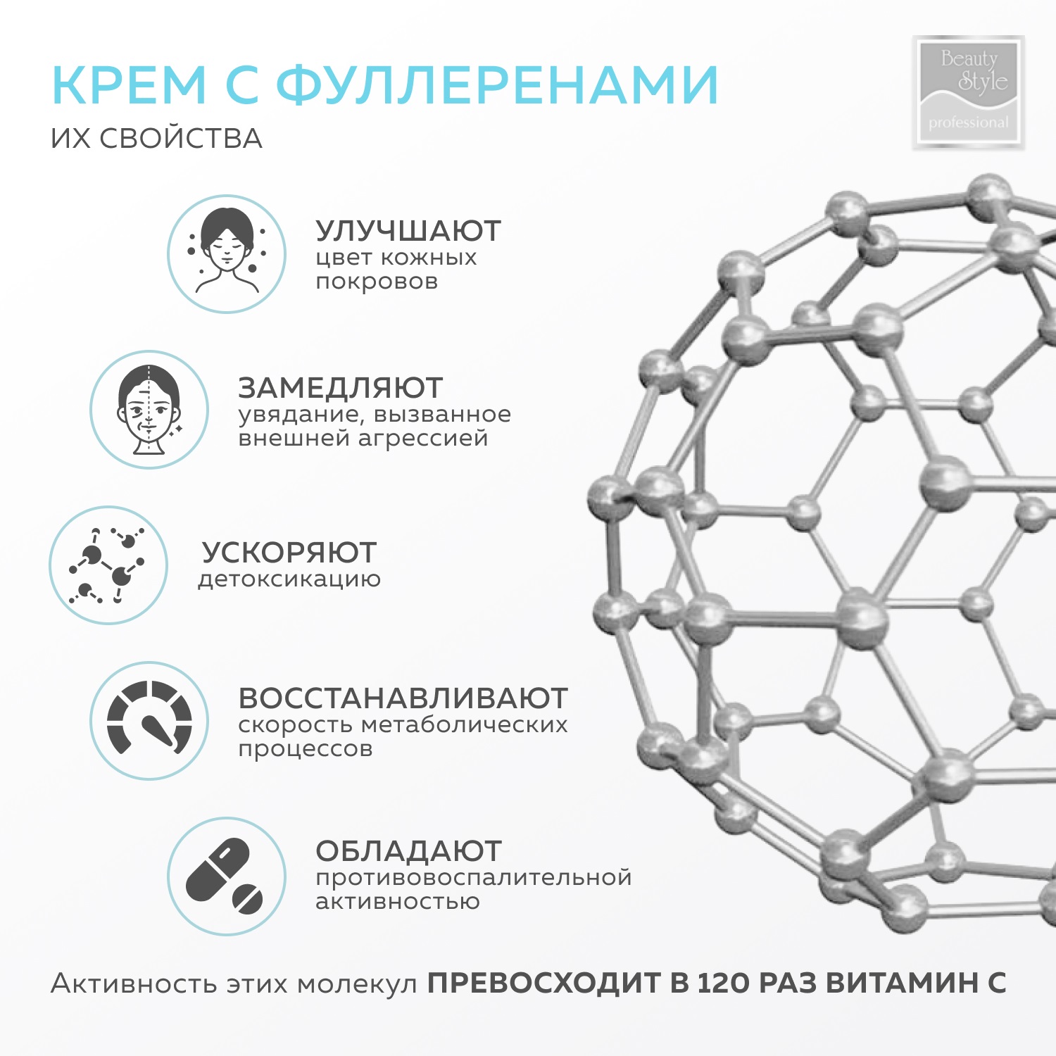 Бьюти Стайл Подтягивающий крем с фуллеренами и массажным аппликатором для шеи, 120 мл (Beauty Style, Professional product) фото 4