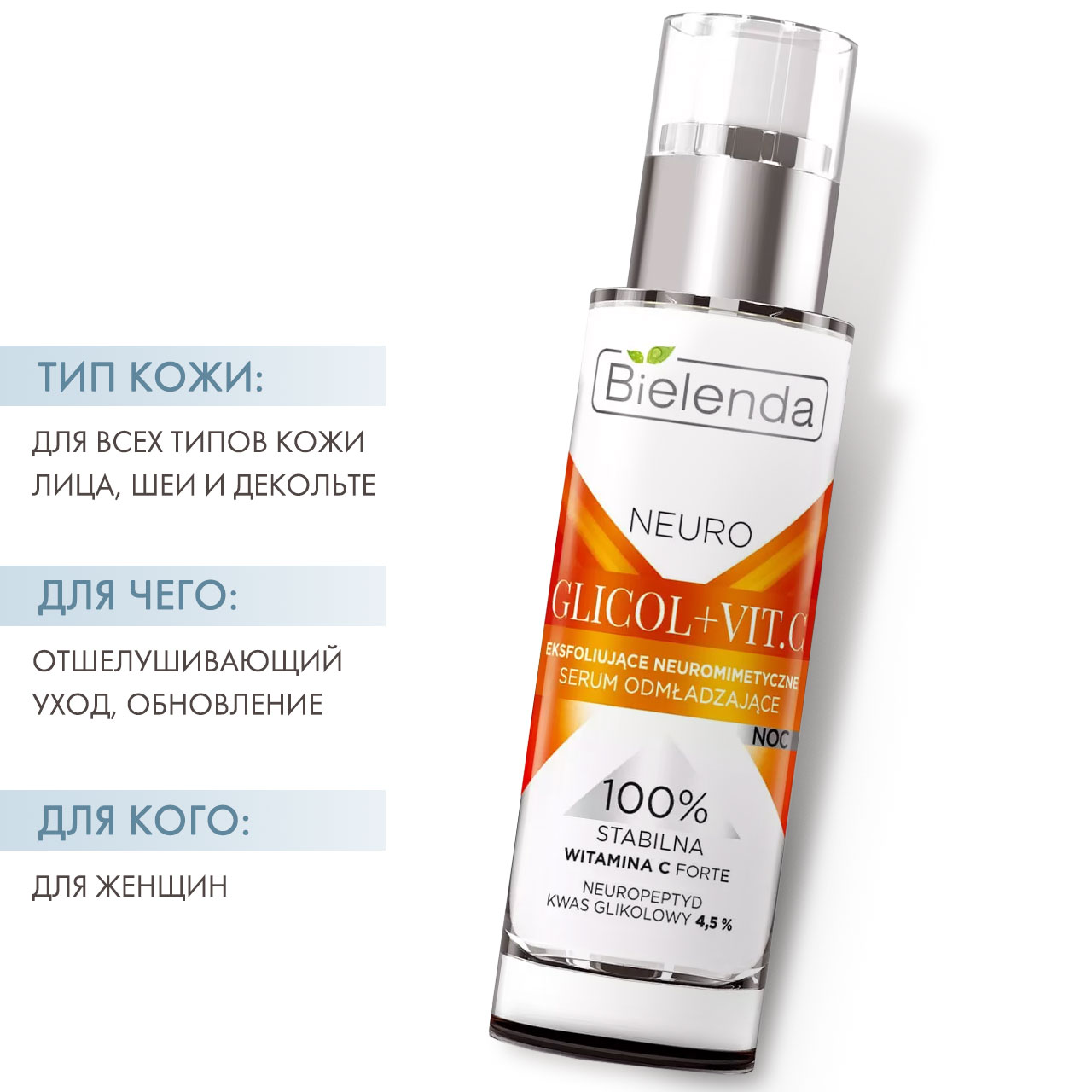  Отшелушивающая ночная нейропептидная омолаживающая сыворотка, 30 мл (Bielenda, Neuro) фото 1