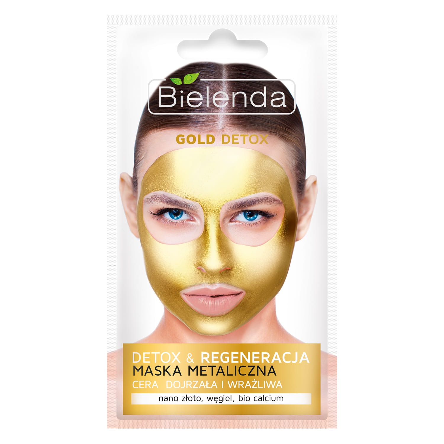  Очищающая металлическая маска для зрелой и чувствительной кожи лица, шеи и декольте, 8 г (Bielenda, Gold Detox) фото 0