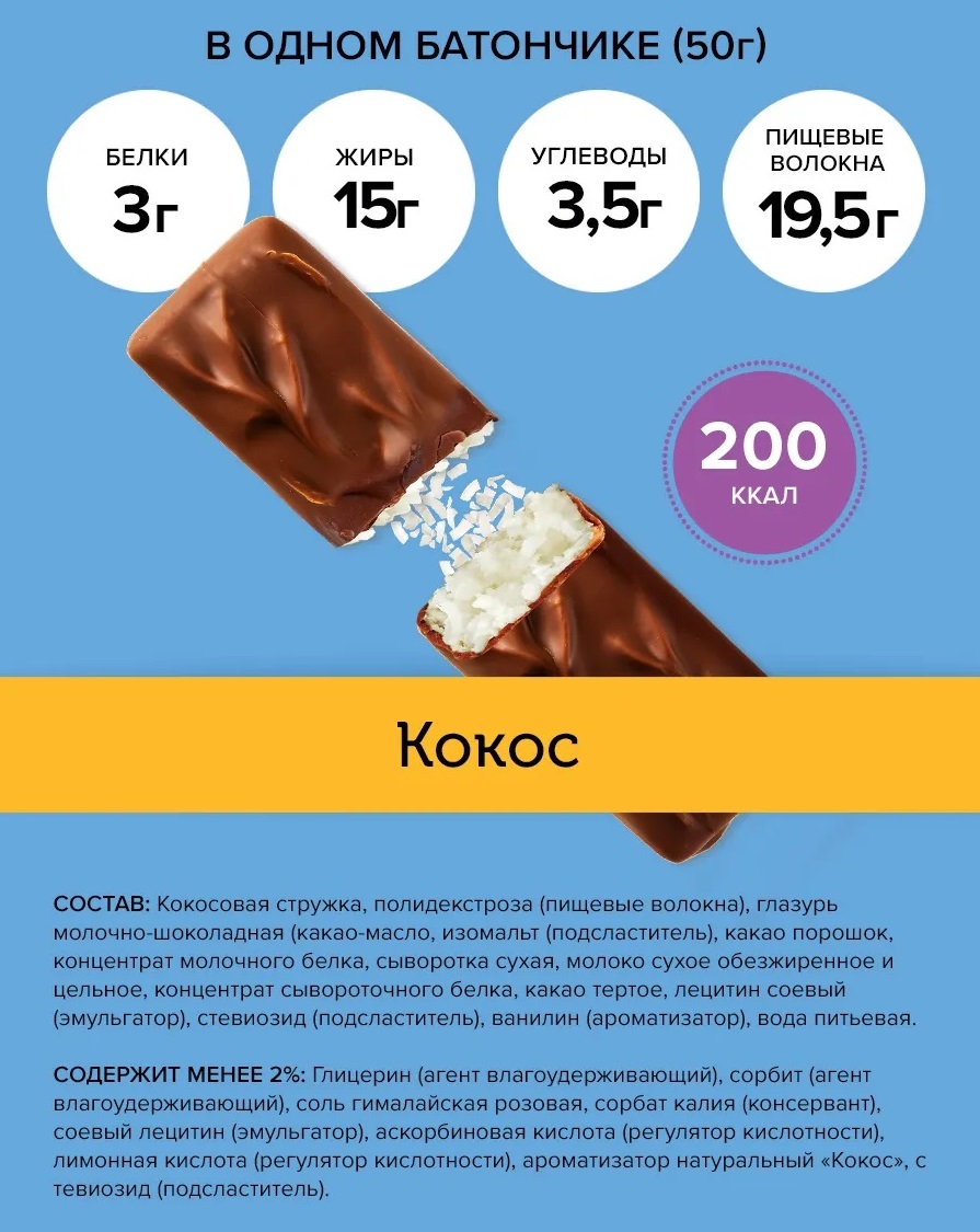 ФитнесШок Батончик глазированный  ФитнесШок Батончик глазированный