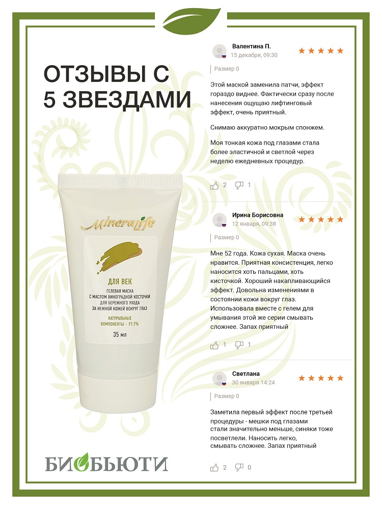  Гелевая маска для век, 35 мл (Биобьюти, MineraLife) фото 6