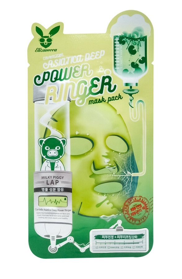 Elizavecca Тканевая маска с экстрактом центеллы азиатской, 23 мл (Elizavecca, Power Ringer) цена и фото
