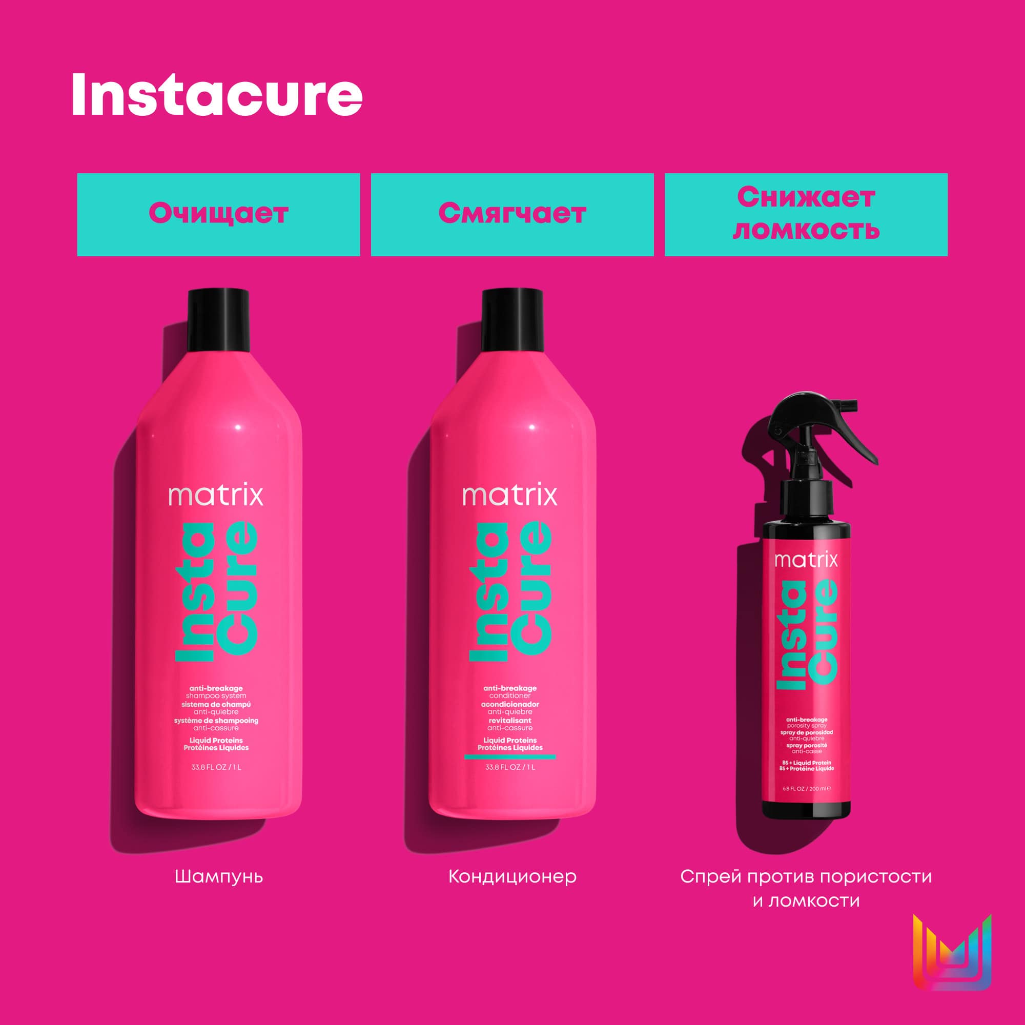 Матрикс Профессиональный кондиционер Instacure для восстановления волос с жидким протеином, 1000 мл (Matrix, Instacure) фото 8