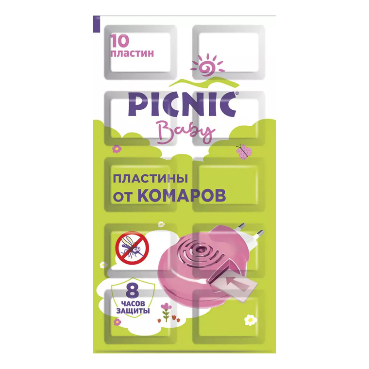 Пикник Пластины от комаров для детей, 10 шт (Picnic, Baby) фото 0