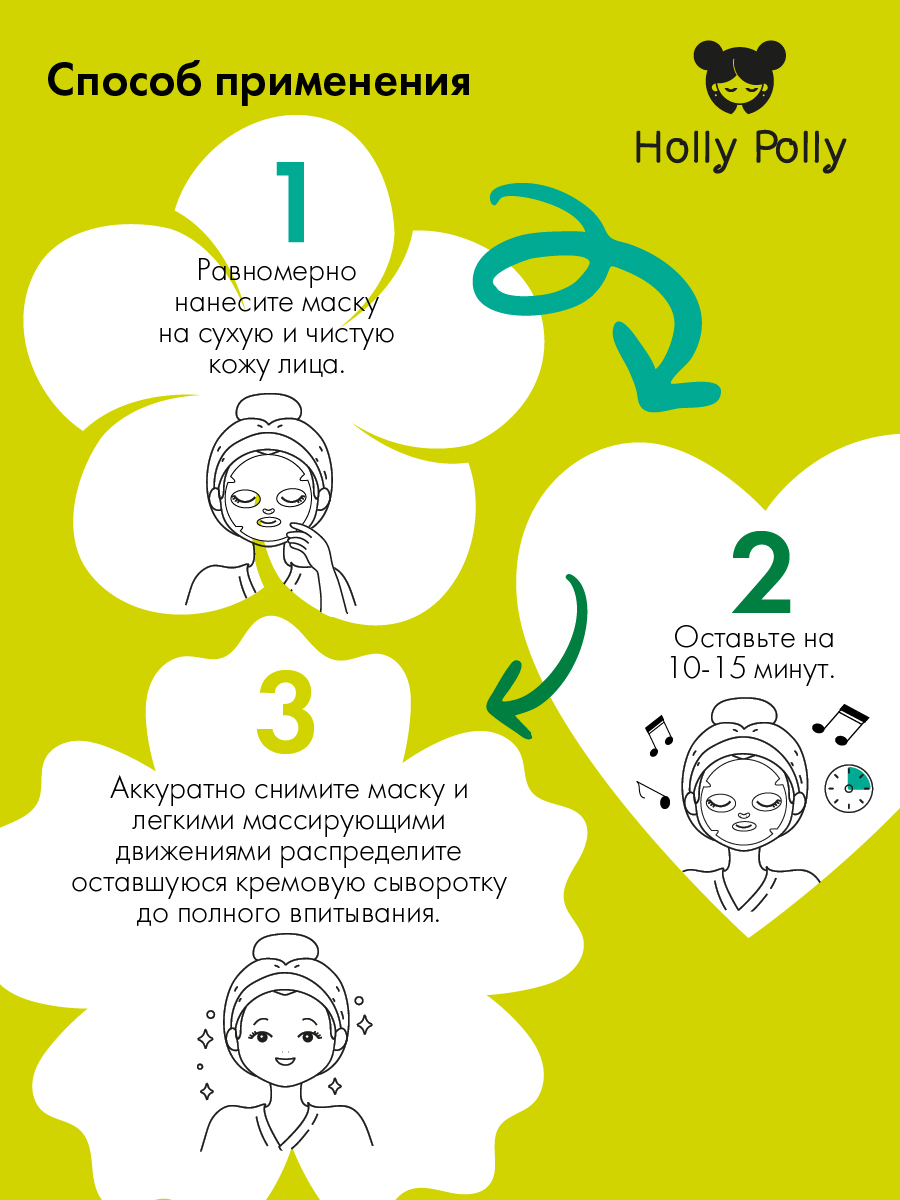 Холли Полли Тканевая маска с углем и экстрактом бамбука Feel Good на кремовой основе, 22 г (Holly Polly, Music Collection) фото 5