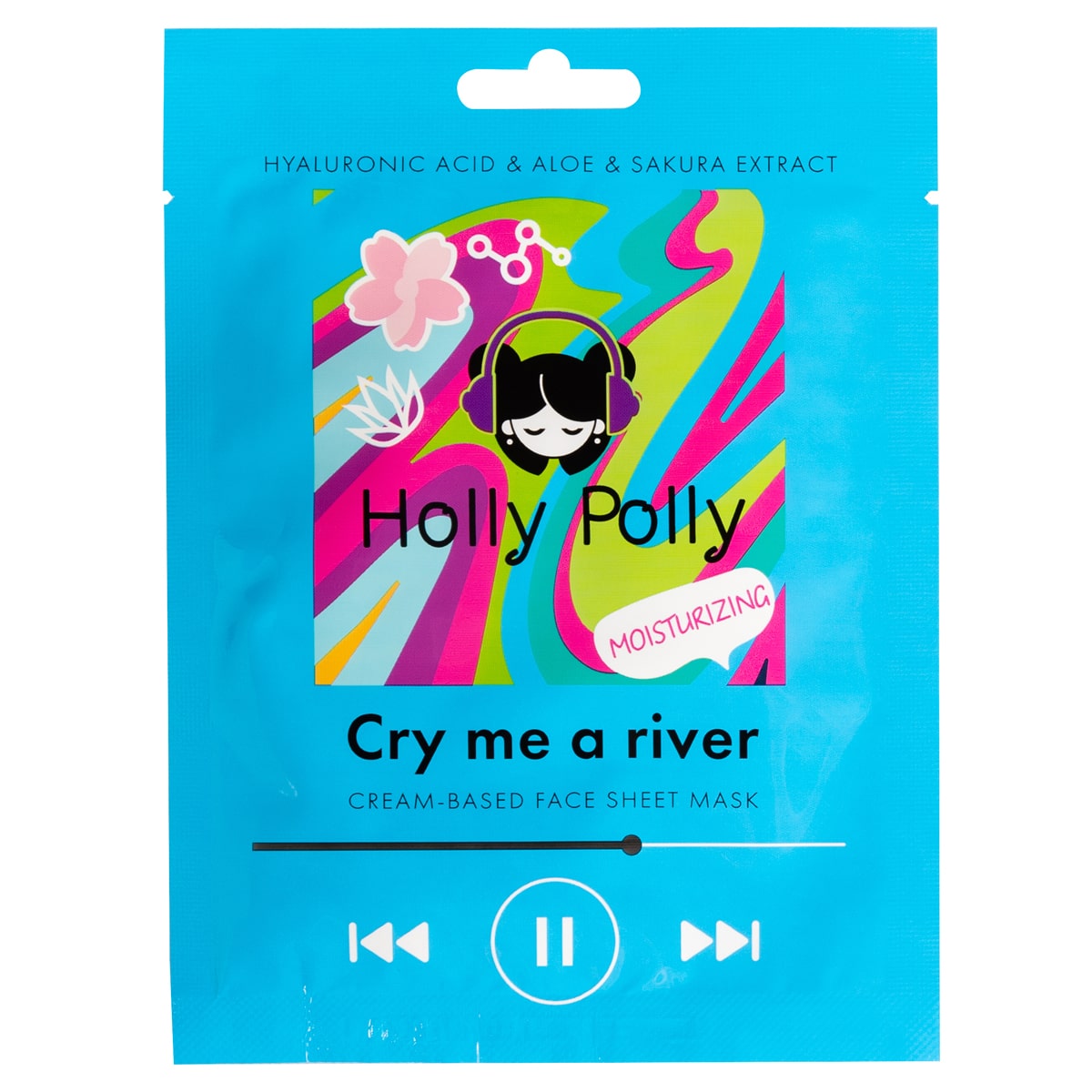 Холли Полли Увлажняющая тканевая маска с гиалуроновой кислотой, алое и экстрактом сакуры Cry Me a River на кремовой основе, 22  г (Holly Polly, Music Collection) фото 0