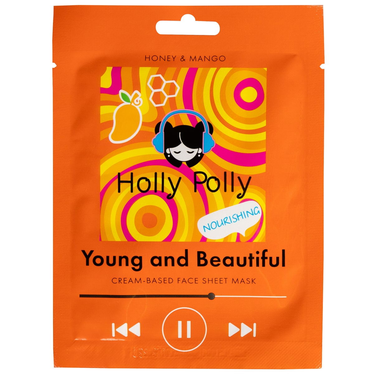 Холли Полли Питающая тканевая маска с медом и манго Young and Beautiful на кремовой основе, 22 г (Holly Polly, Music Collection) фото 0