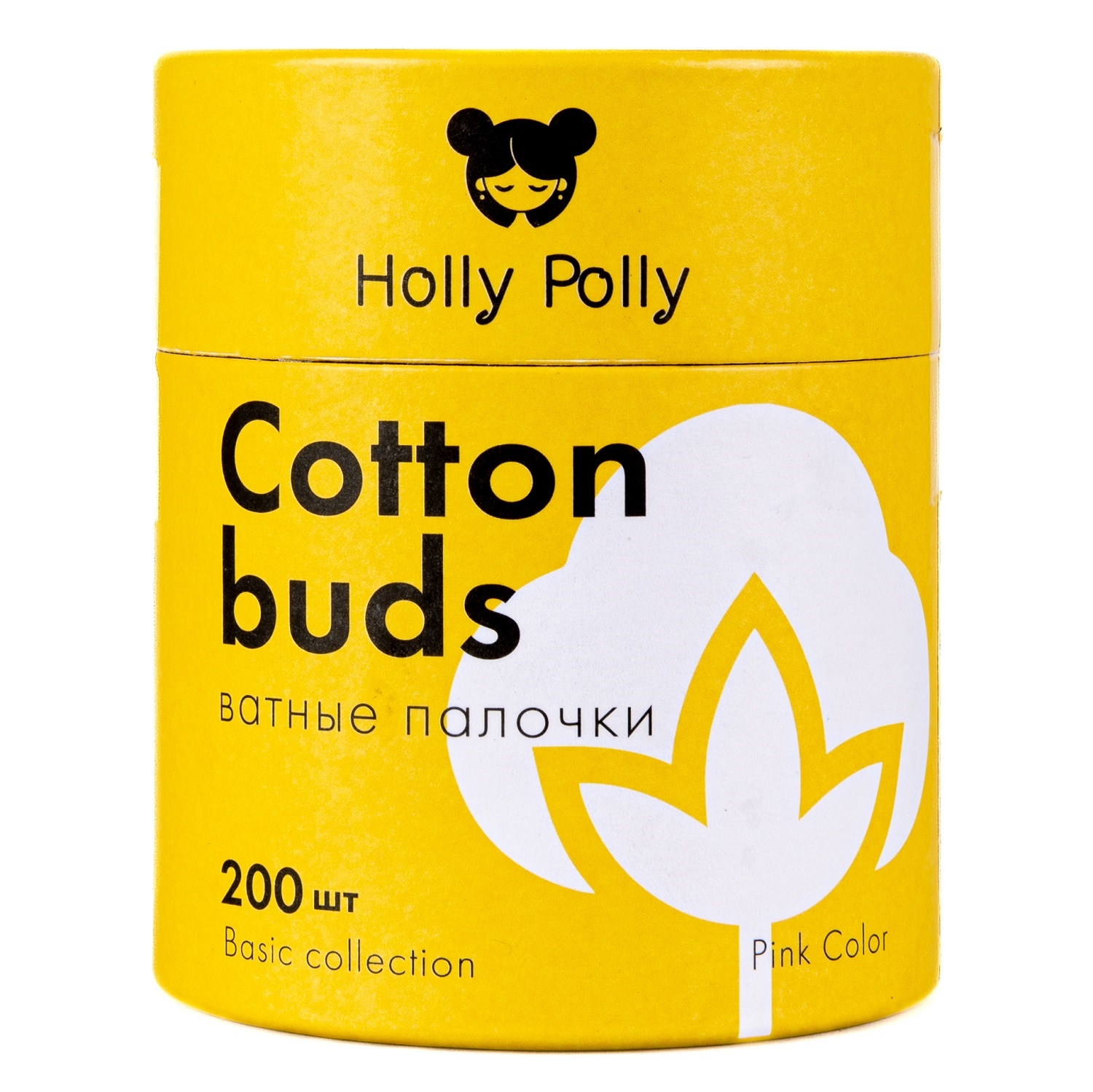 Холли Полли Косметические ватные палочки бамбуковые розовые, 200 шт (Holly Polly, Cotton Pads & Buds) фото 0