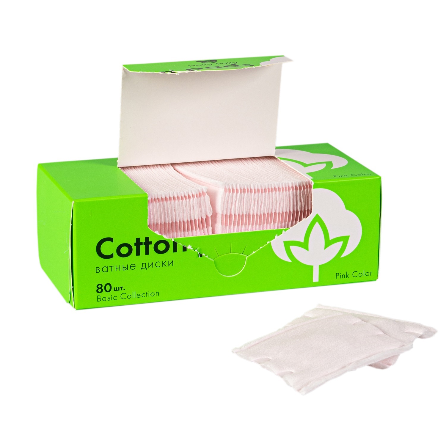 Холли Полли Косметические ватные диски розовые, 80 шт (Holly Polly, Cotton Pads & Buds) фото 7