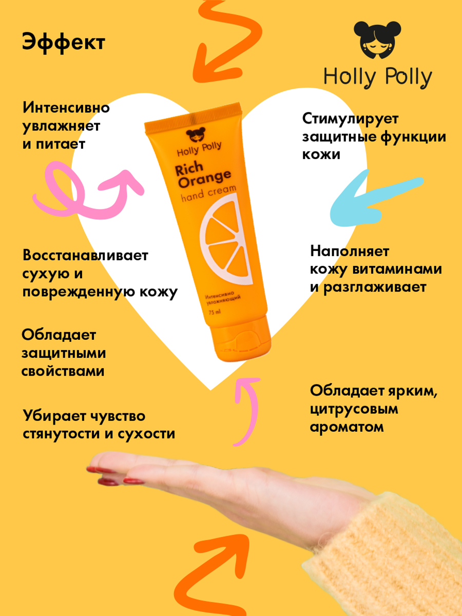 Холли Полли Увлажняющий крем для рук Rich Orange, 75 мл (Holly Polly, Foot & Hands) фото 3