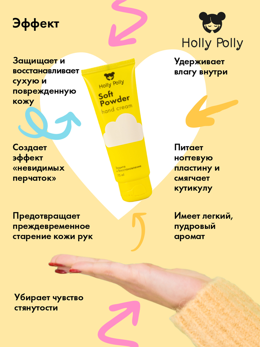 Холли Полли Крем для рук Soft Powder с пантенолом, 75 мл (Holly Polly, Foot & Hands) фото 3