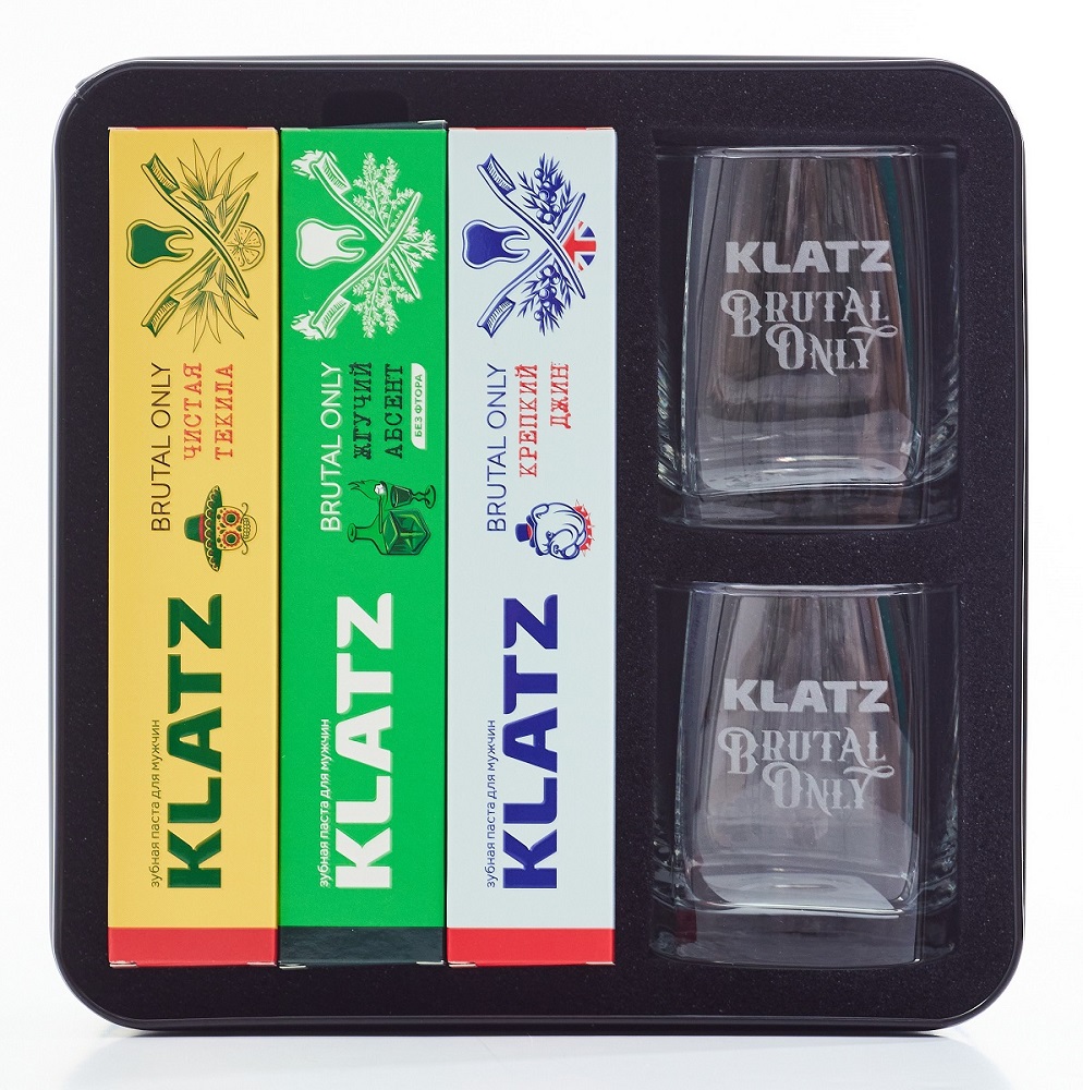 Клатц Набор для мужчин: зубная паста для мужчин 6 вкусов + стеклянный бокал для виски 2 шт (Klatz, Brutal Only) фото 8