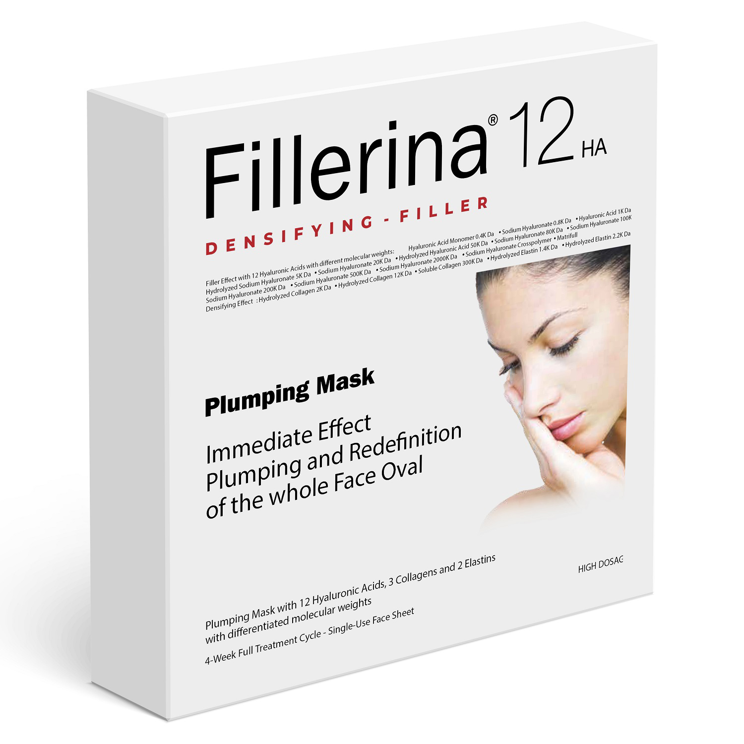 цена Fillerina Тканевая маска для лица Plumping Mask, 4 шт (Fillerina, 12 HA Densifying-Filler)