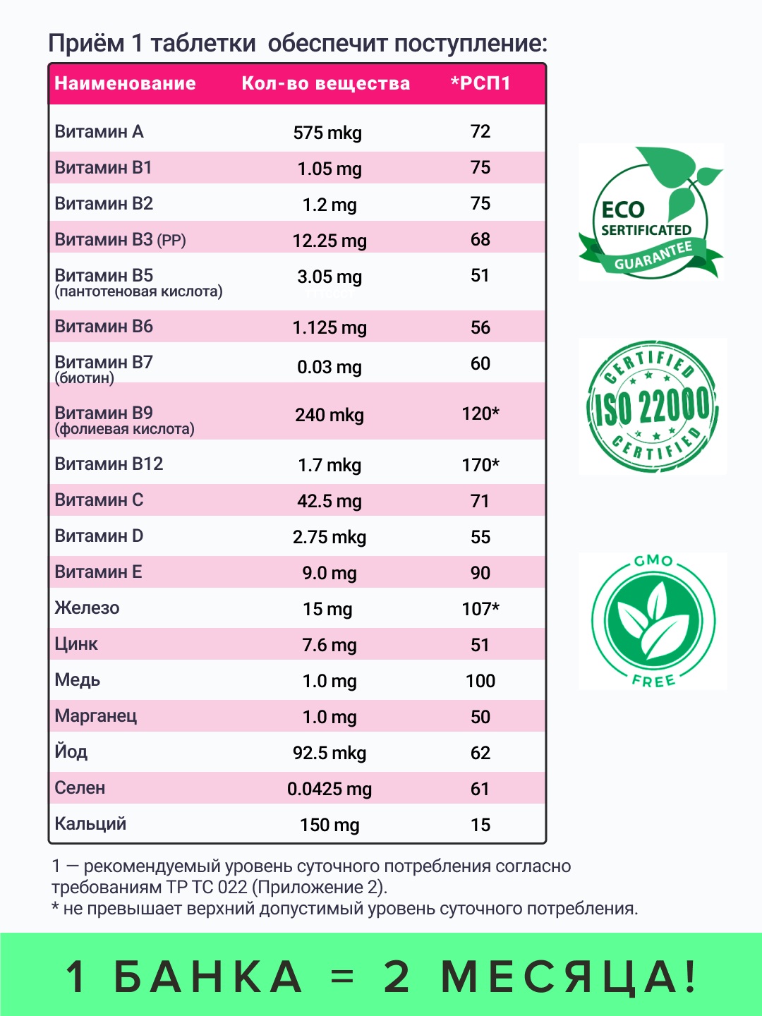 Рисингстар Поливитаминный минеральный комплекс В-Мин для женщин 1000 мг, 60 капсул (Risingstar, ) фото 1