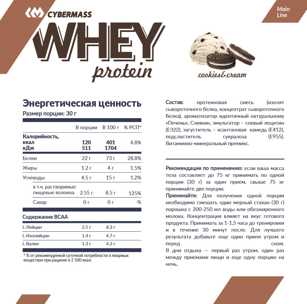 КиберМасс Сухой белковый концентрат Whey 