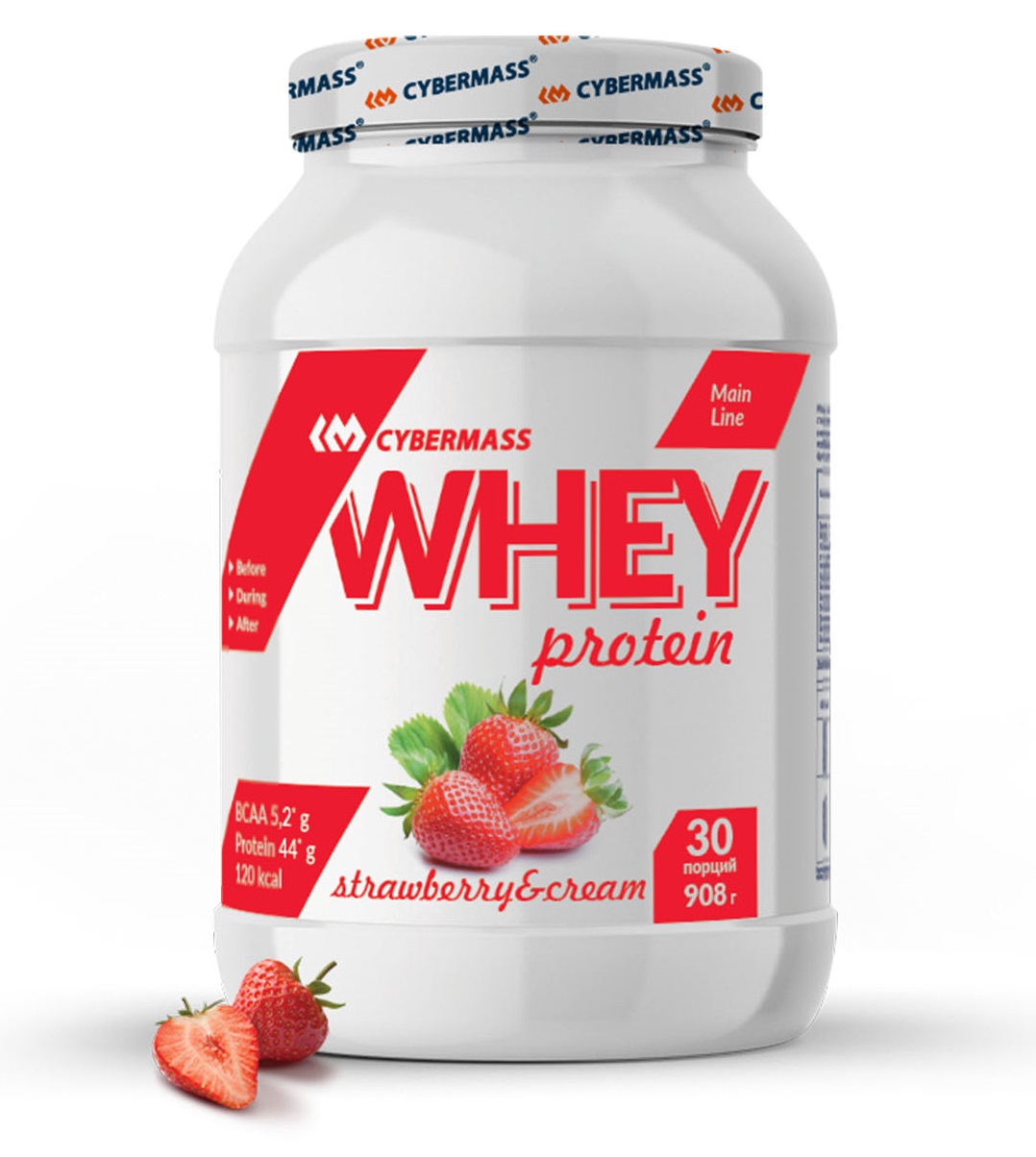 CyberMass Сухой белковый концентрат Whey Клубника-сливки, 908 г (CyberMass, Protein Line)